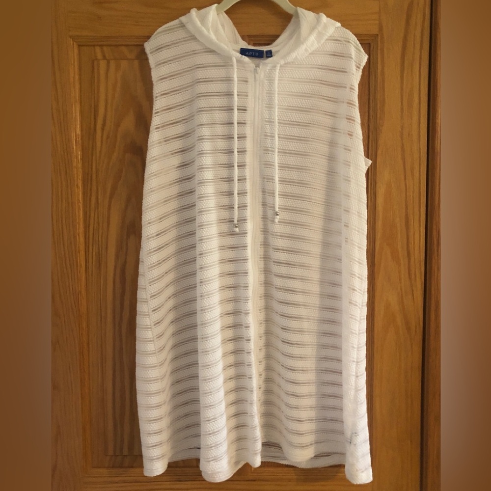 Apt 9 White Hooded Swim Cover-Up 1X